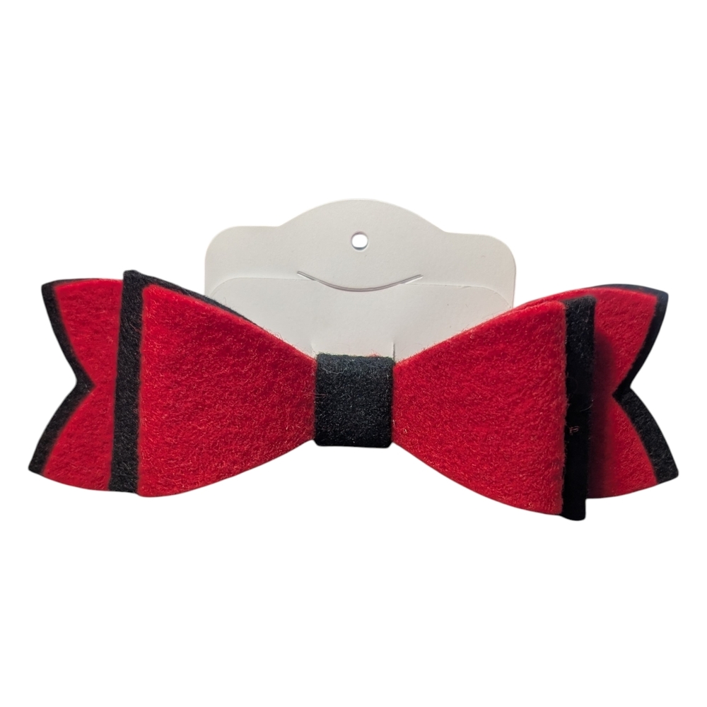 Black & Red Felt Hair Bow Clip